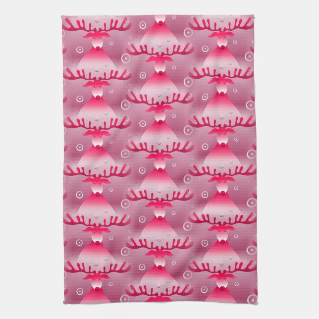 serviette de cuisine en renne rose (Vertical)