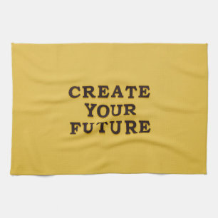 Serviette de cuisine en texte jaune