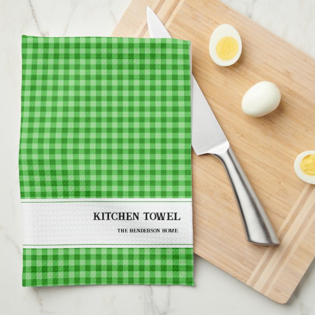 Serviette de cuisine En vichy personnalisée (Quart Plié)
