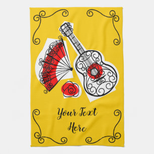 Serviette de cuisine espagnole des textes de coins