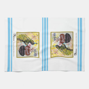 Serviette de cuisine - étiquette de caisse de frui