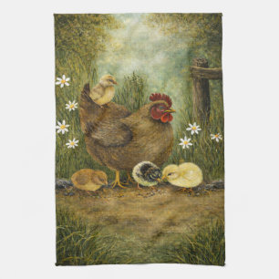 Serviette de cuisine Ferme Poule et Poussins