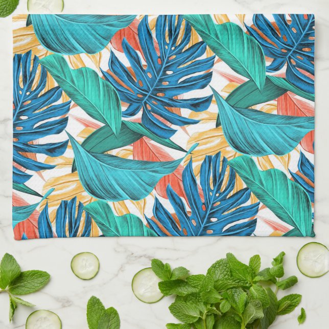 Serviette de cuisine Feuille tropicale (Plié)