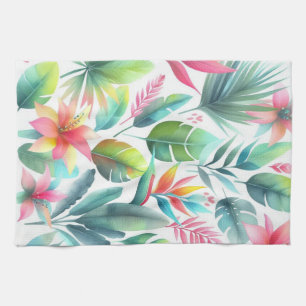 Serviette de cuisine Feuilles tropicaux aux couleu