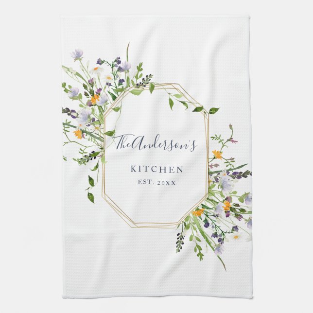 Serviette de cuisine fleur sauvage à ressort perso (Vertical)