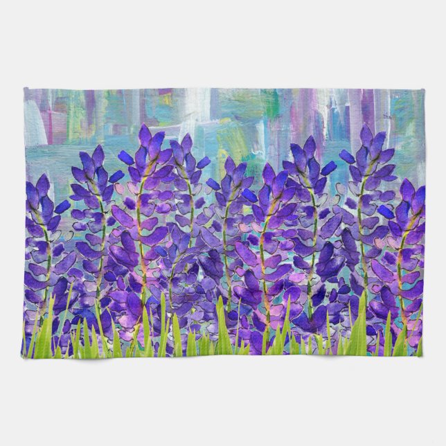 Serviette de cuisine Fleur sauvage violette Lupine (Horizontal)