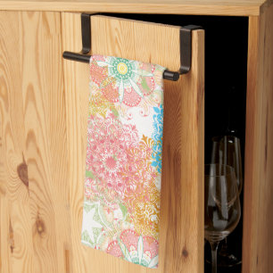 Serviette de cuisine fleurie aux couleurs du print