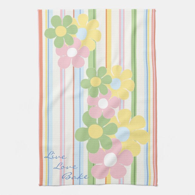 Serviette de cuisine "Fleurs & Stripes" (Vertical)