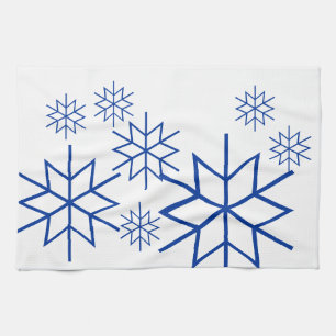 Serviette de cuisine - flocons de neige bleus