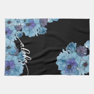Serviette de cuisine Florale Aloha Bleu