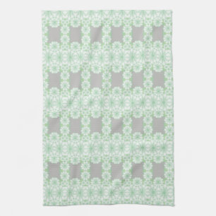 Serviette De Cuisine Florale Gris Et Monnaie Vert