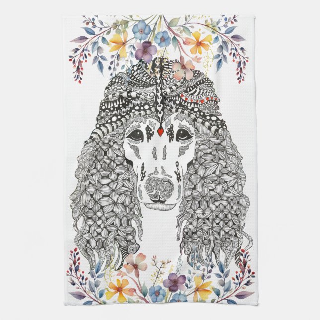 Serviette de cuisine florale Lover Poodle (Vertical)