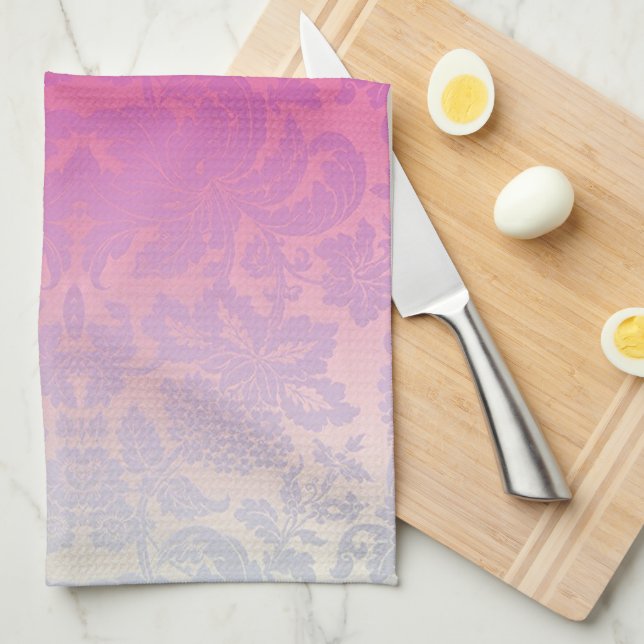 Serviette De Cuisine Florale Ombre Rose Damask (Quart Plié)