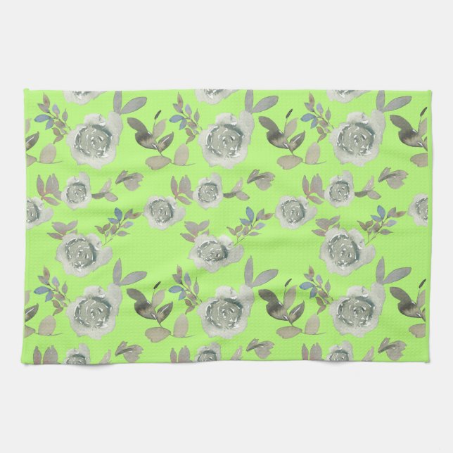 Serviette de cuisine Florale verte (Horizontal)