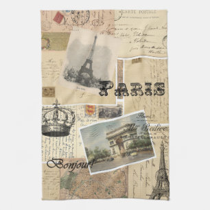 Serviette de cuisine française de collage de cart