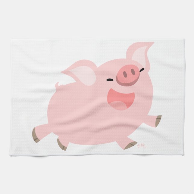 Serviette de cuisine gaie mignonne de porc de (Horizontal)