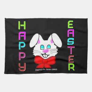 Serviette de cuisine gaiement heureuse de lapin de