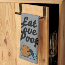 serviette de cuisine gris foncé mange amour caca
