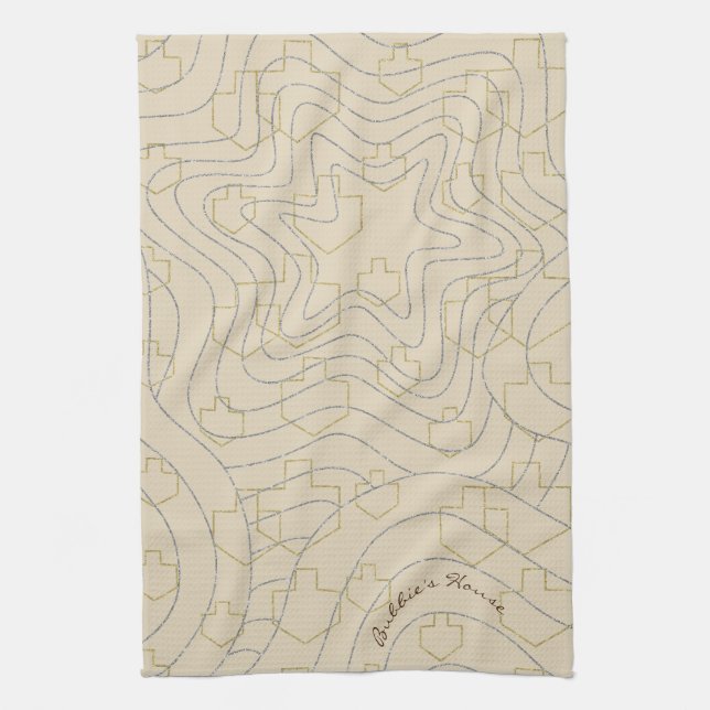 Serviette de cuisine Hanoukka Stars & Dreidels (Vertical)