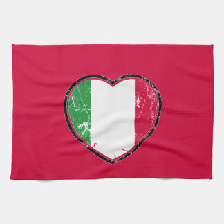 Serviette de cuisine italienne de coeur de drapeau