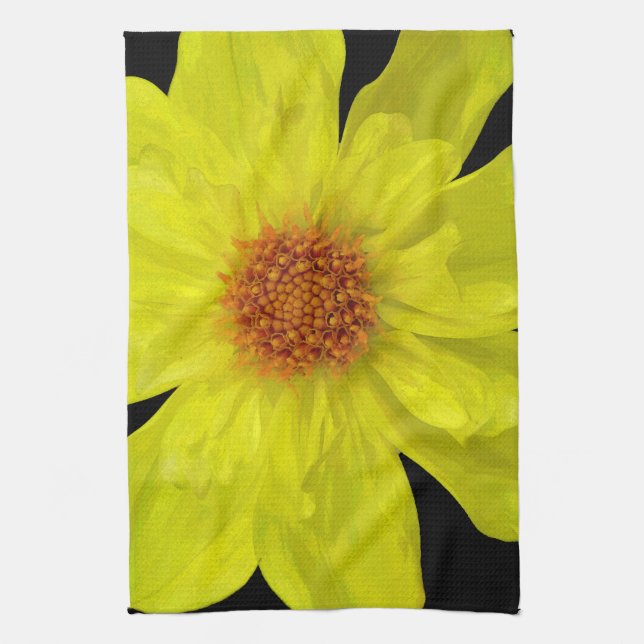 Serviette de cuisine jaune de dahlia (Vertical)