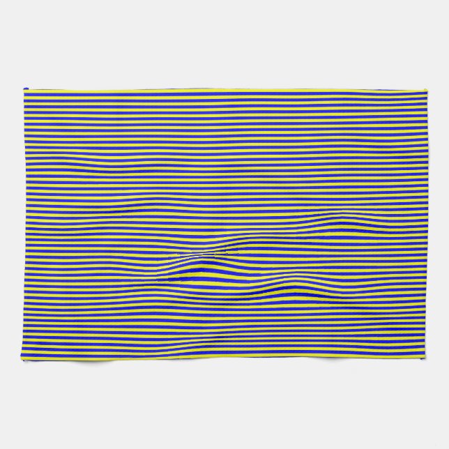 Serviette de cuisine - Jaune et Bleu - Grilles (Horizontal)