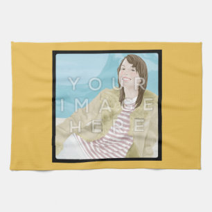 Serviette de cuisine jaune personnalisée par phot