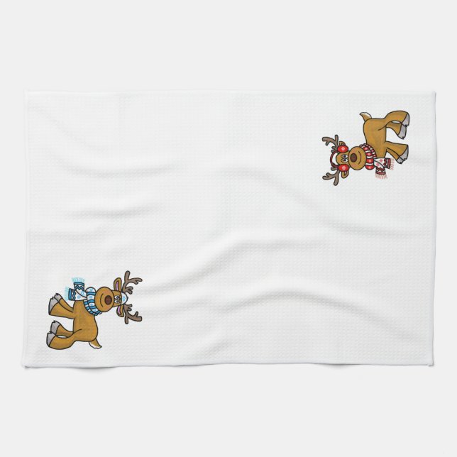 Serviette de cuisine juive et gentille Reindeers (Horizontal)