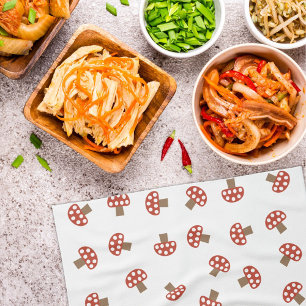Serviette de cuisine lunatique rouge de champignon