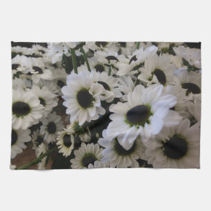 Serviette de cuisine - Marguerites noires et blanc