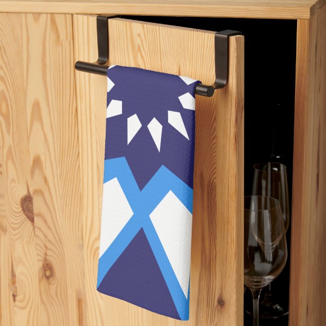 Serviette De Cuisine Marocaine Bleue Et Blanc Moti (Pliage en tiers)