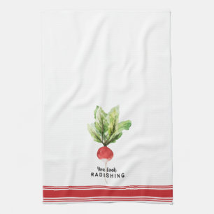 Serviette de cuisine moderne à chandelles radis 