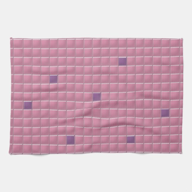 Serviette de cuisine - Mosaïque Carré rose (Horizontal)