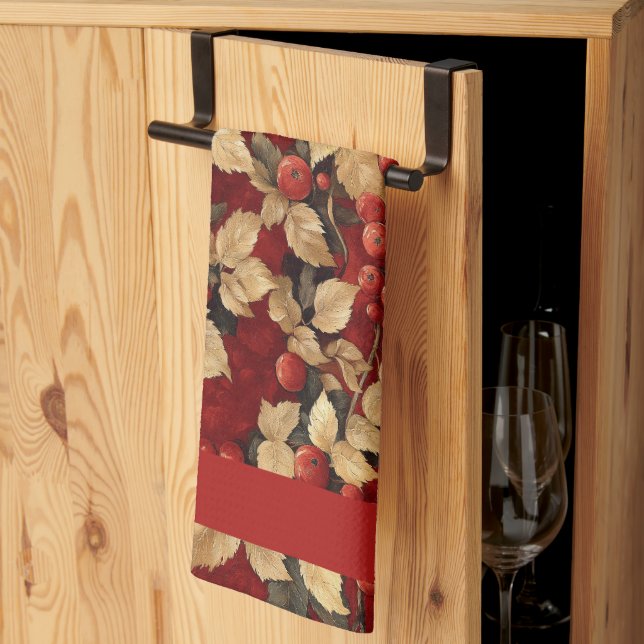 Serviette de cuisine Motif Berry et Leaf (Pliage en tiers)