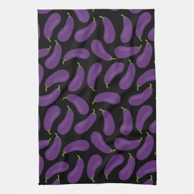 Serviette de cuisine Motif d'aubergine (Vertical)