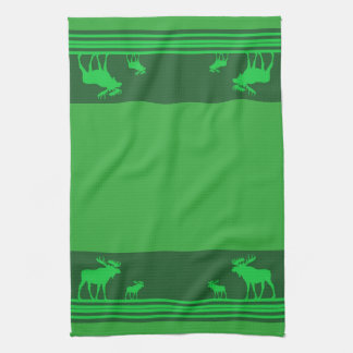 Serviette de cuisine motif d'orignal vert rustique