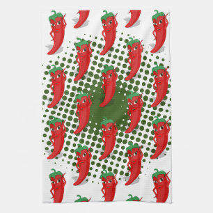 Serviette de cuisine Motif en caricature Red Peppe