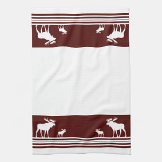 Serviette de cuisine motif en orignal de marron ru