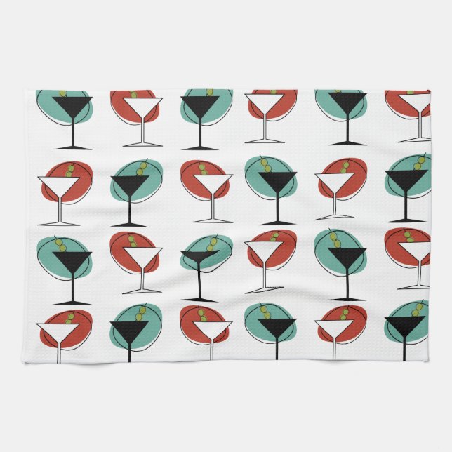 Serviette de cuisine motif Martini en verre (Horizontal)