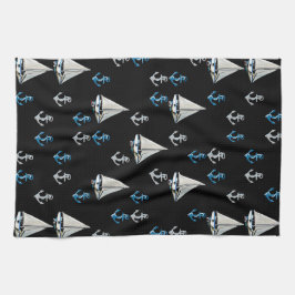 Serviette de cuisine nautique de bateaux à voile