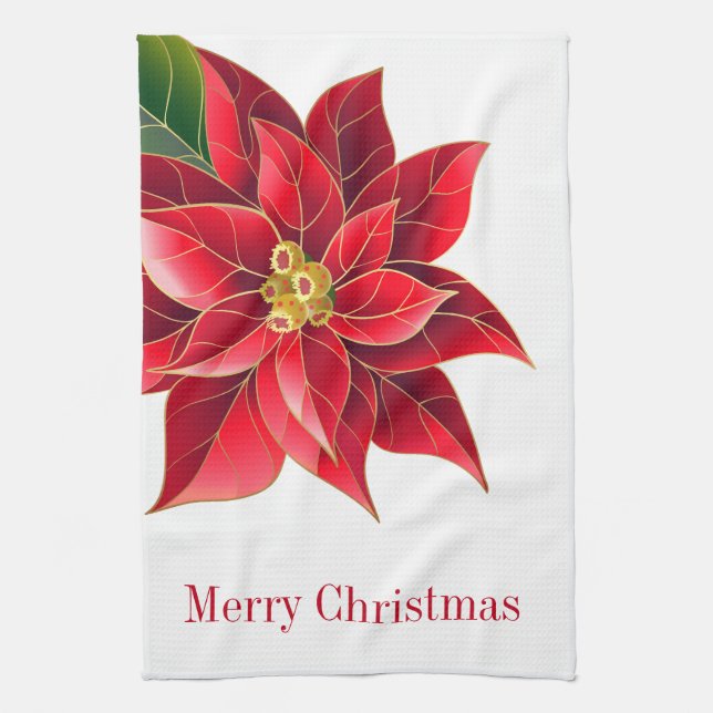 Serviette de cuisine - Noël Poinsettia (Vertical)