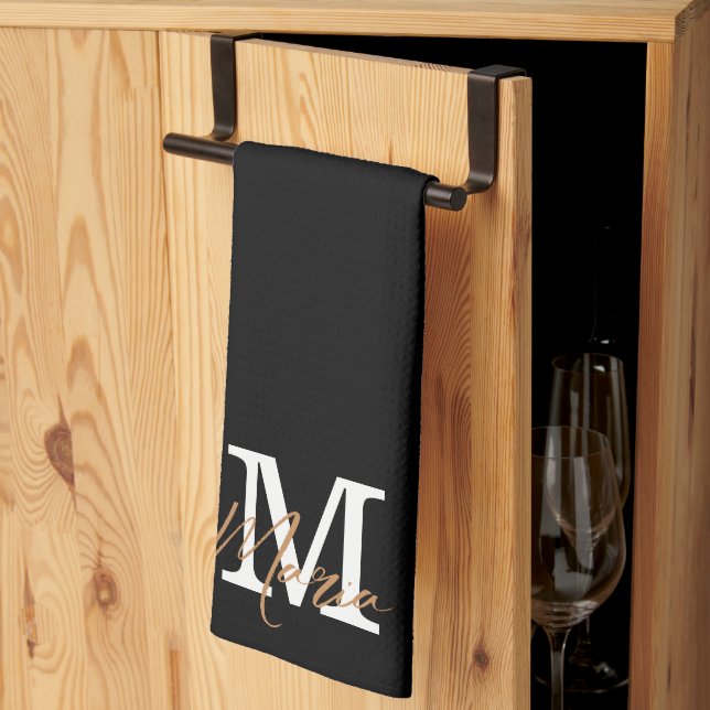 Serviette de cuisine noire (Pliage en tiers)