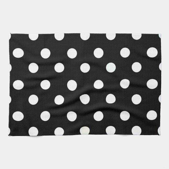 Serviette de cuisine noire et blanche de point de (Horizontal)
