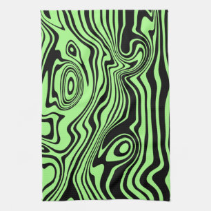 Serviette de cuisine noire et verte à rayures
