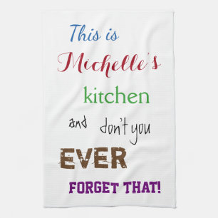 Serviette de cuisine nommée faite sur commande