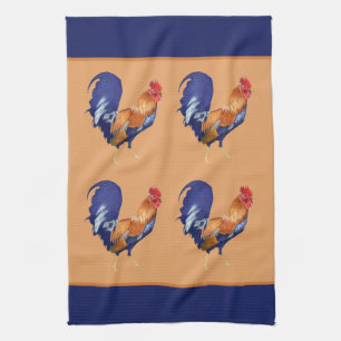 Serviette de cuisine orange motif de coq