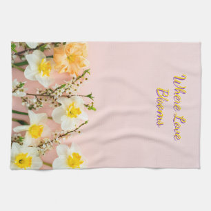 Serviette de cuisine Où l'amour fleurit Romance