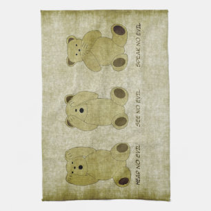 Serviette de cuisine Oursons N'entendez Pas le Mal
