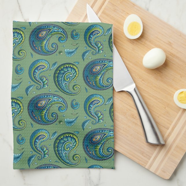 Serviette de cuisine Paisley (Quart Plié)
