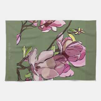 Serviette de cuisine peinte Magnolia